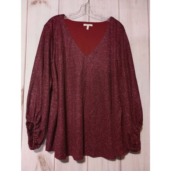 Maurices Shirt Ladies 2x Maroon Sparkle‎ - Picture 1 of 8